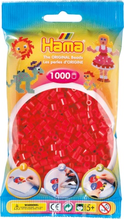 Hama perler - midi - 1000 stk - rød 05