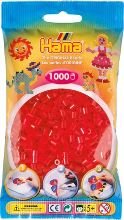 Hama perler - midi - 1000 stk - transparent rød 13