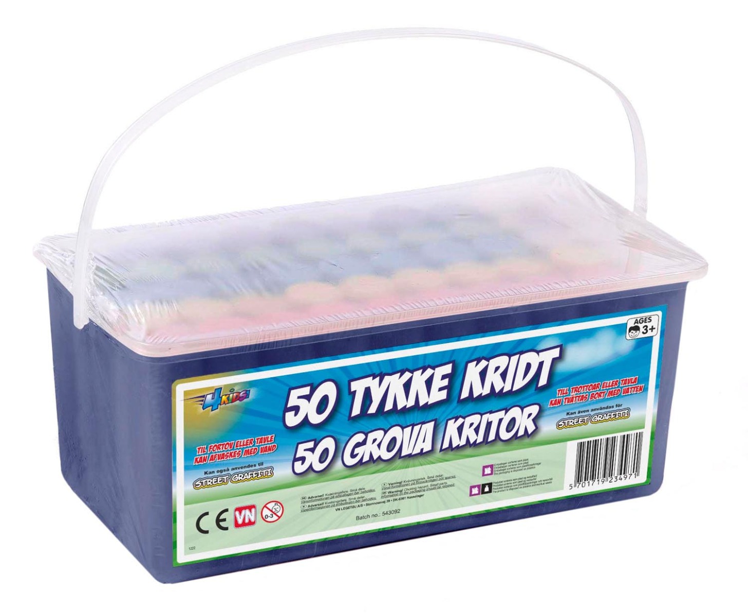 4-Kids Gadekridt - Store farvede kridt 50 stk