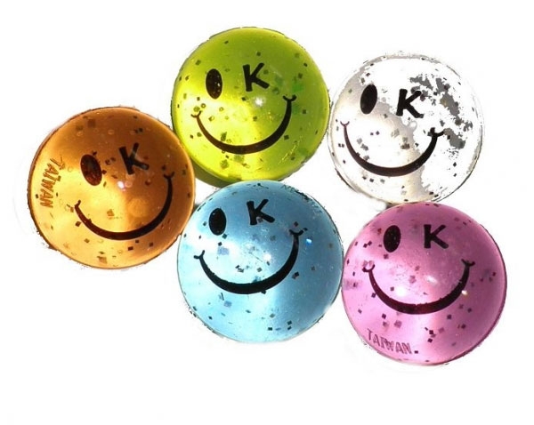 Smiley Hoppebold Med Glimmer - Ø 3,5 cm