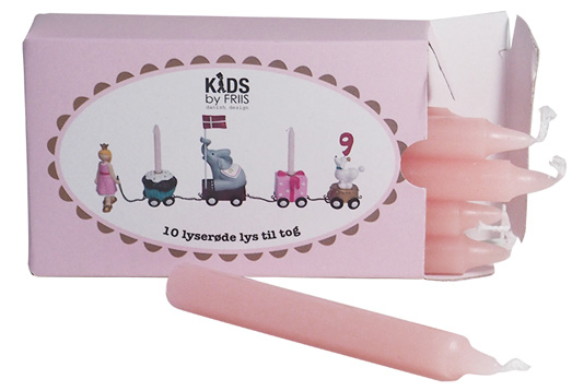 Kids By Friis - Lys til fødselsdagstog lyserød - 10 stk. 