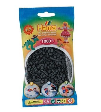 Hama perler - midi - 1000 stk - mørk grå 71