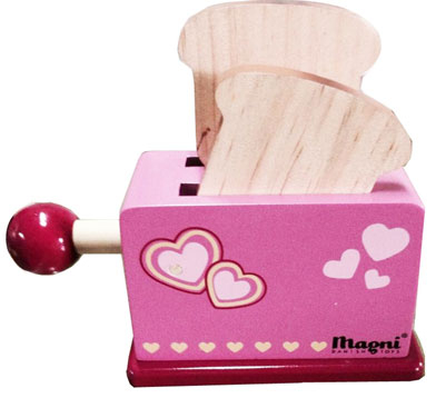Toaster - Lyserød m. hjerter - Legmad i træ