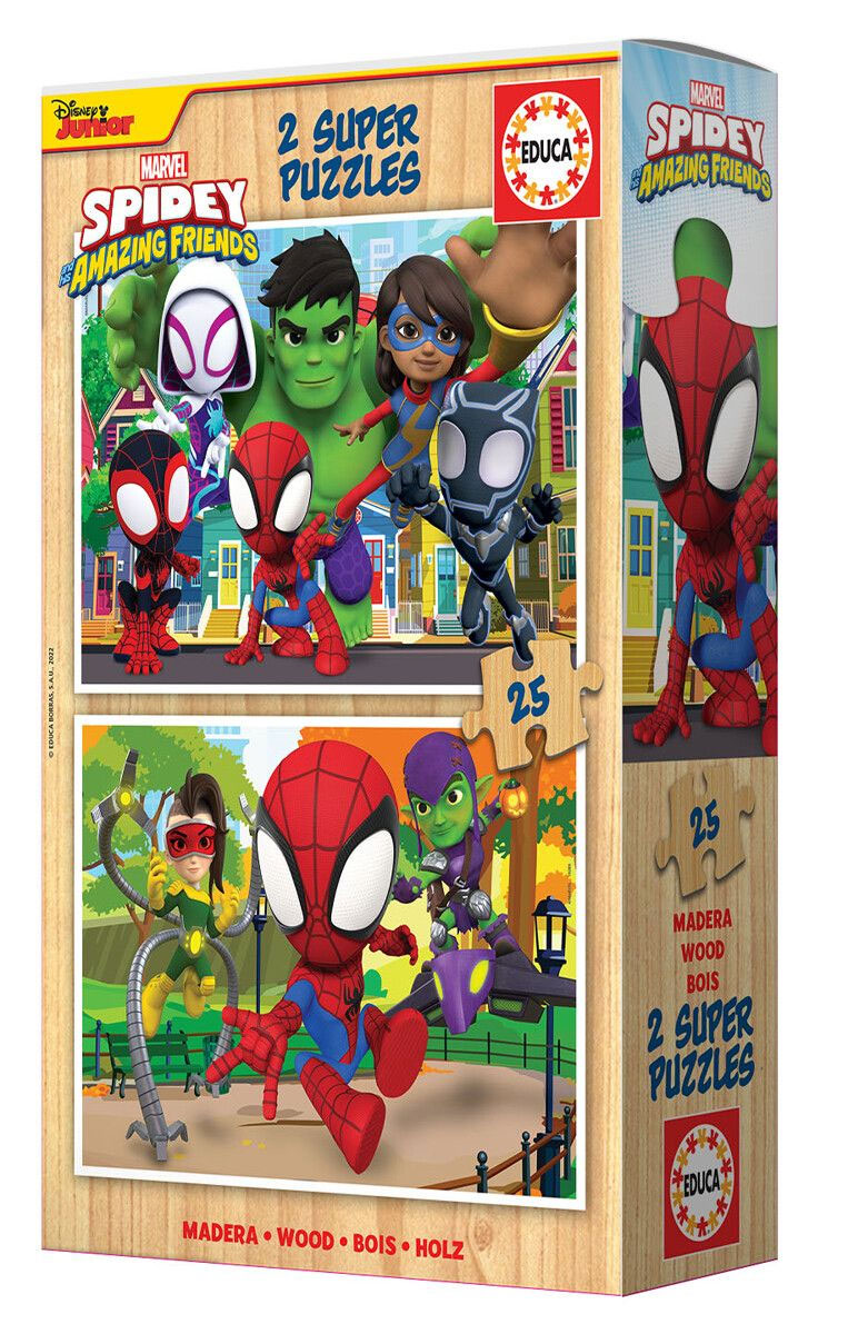 Educa træ puslespil 2-i-1 Spidey & hans fantastiske venner - 25 brikker
