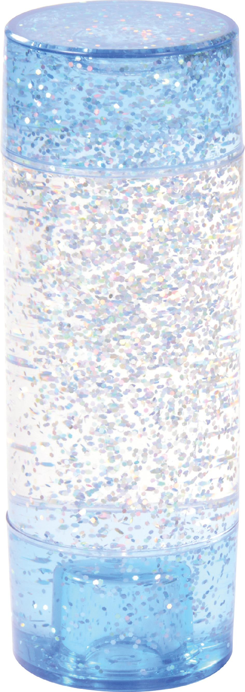Glitter Glas m. væske - blå - Ø 5 x 14,7 cm