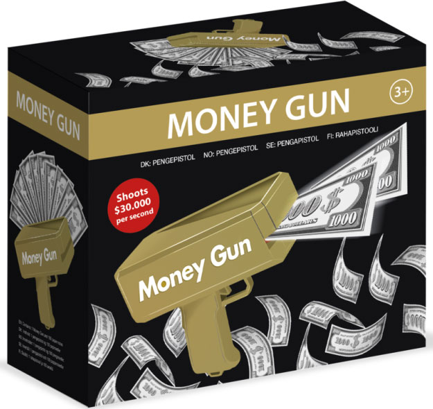 Penge pistol med 100 sedler