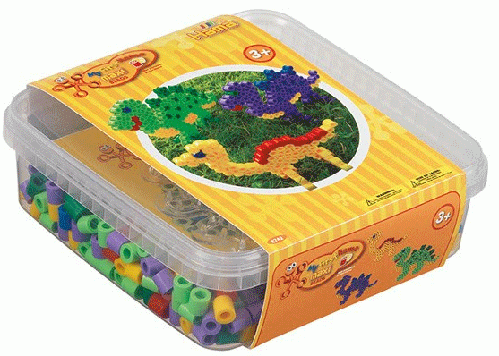 Hama Perleplade Maxi Sæt - 600 perler og transparent dinosaur