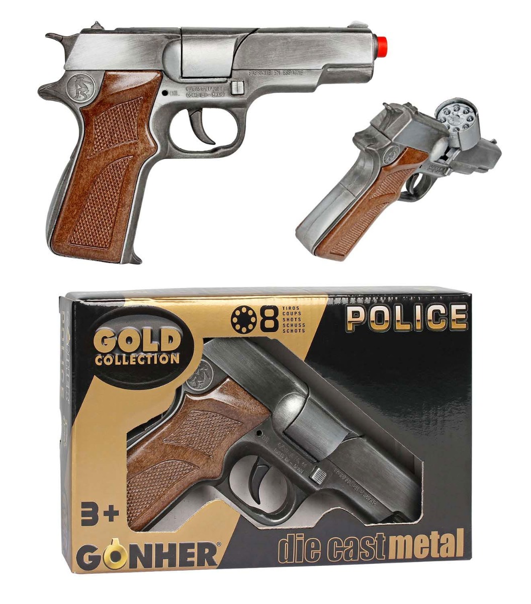 Gonher Gold Politi Pistol 8 skuds - legetøj