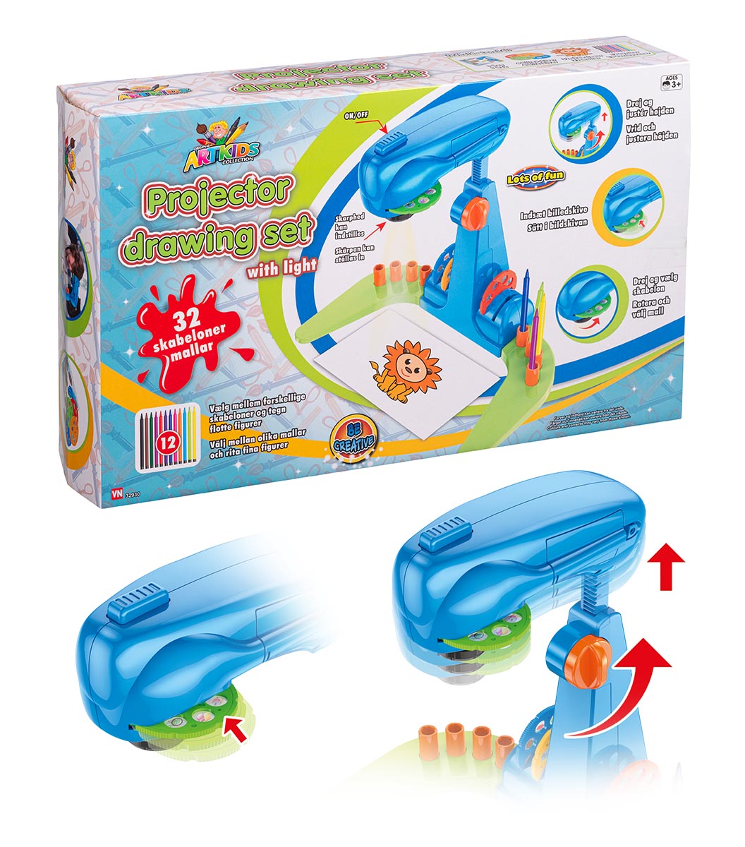 Artkids Tegneprojektor m. 4 billedskiver - 32 billeder