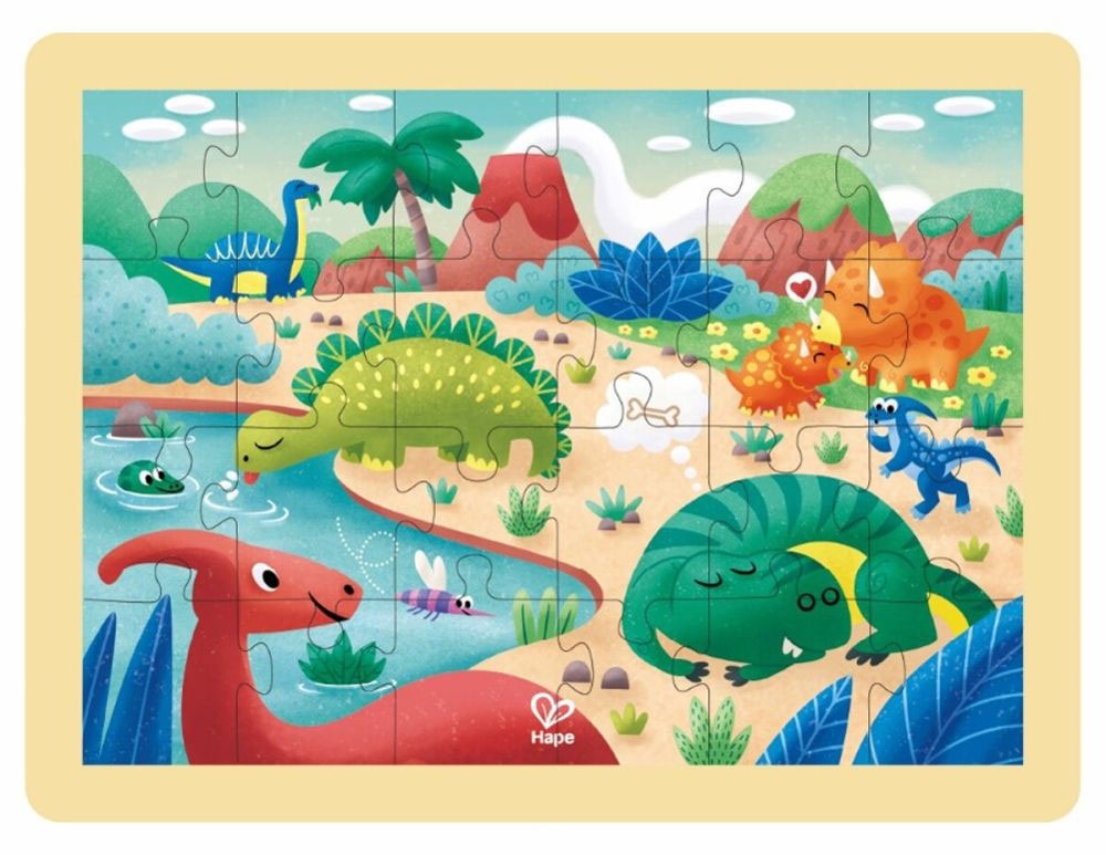 Hape 2-i-1 Dinosaur puslespil i træ