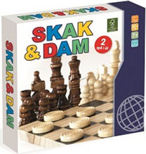 Skak og Dam Spil i træ med massiv plade i FSC Træ