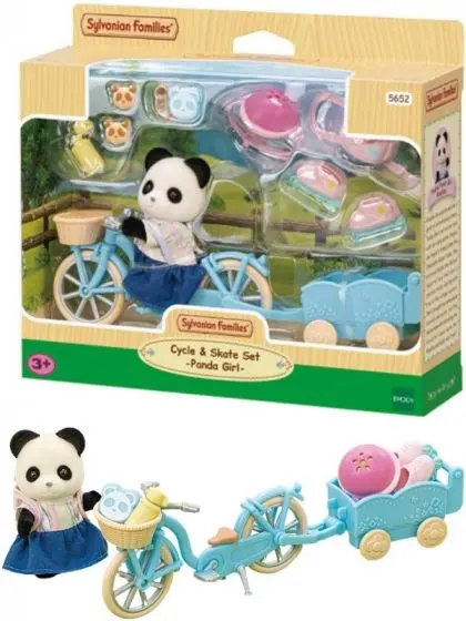 Sylvanian families - Cykel og skate-sæt Panda pige