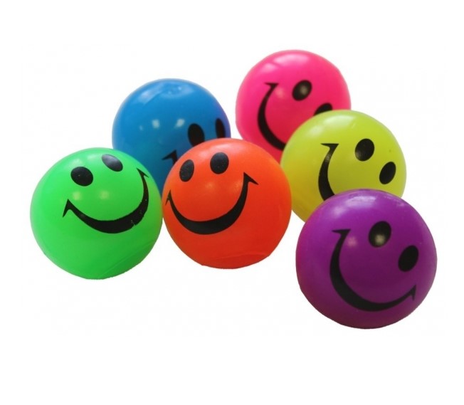 Hoppebold m. smiley og LED Lys - Ø. 4 cm