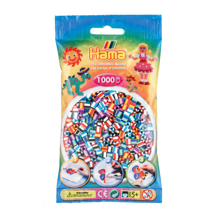  Hama perler - midi - 1000 stk -Stribet mix-90