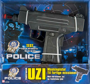 Swat Elektronisk UZI m. lyd, lys og ryst - 21 cm
