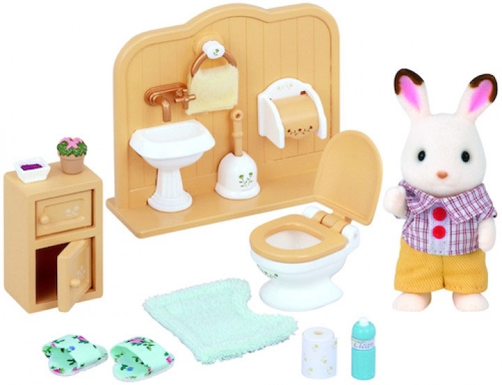 Sæt med Bror Chokoladekanin badeværelse - Sylvanian families