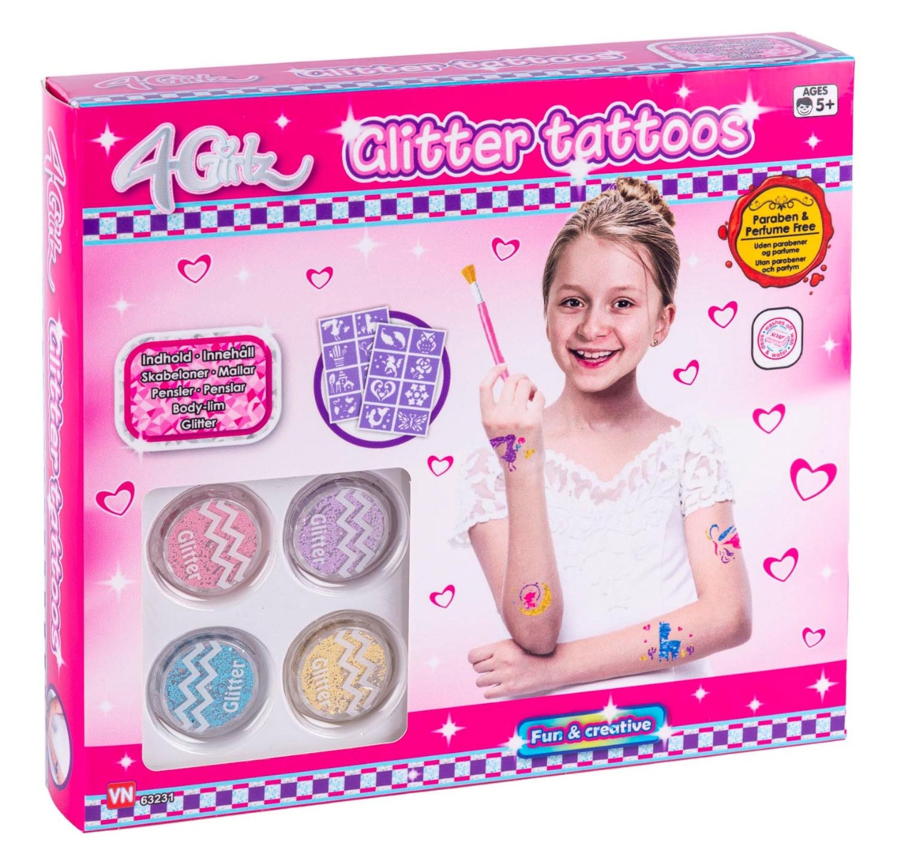 4-Girlz Glitter Tatoo sæt