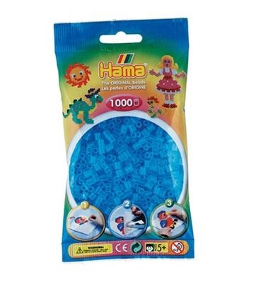 Hama perler - midi - 1000 stk - Transp. blå 73
