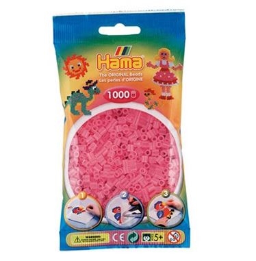 Hama perler - midi - 1000 stk - Transp. pink 72