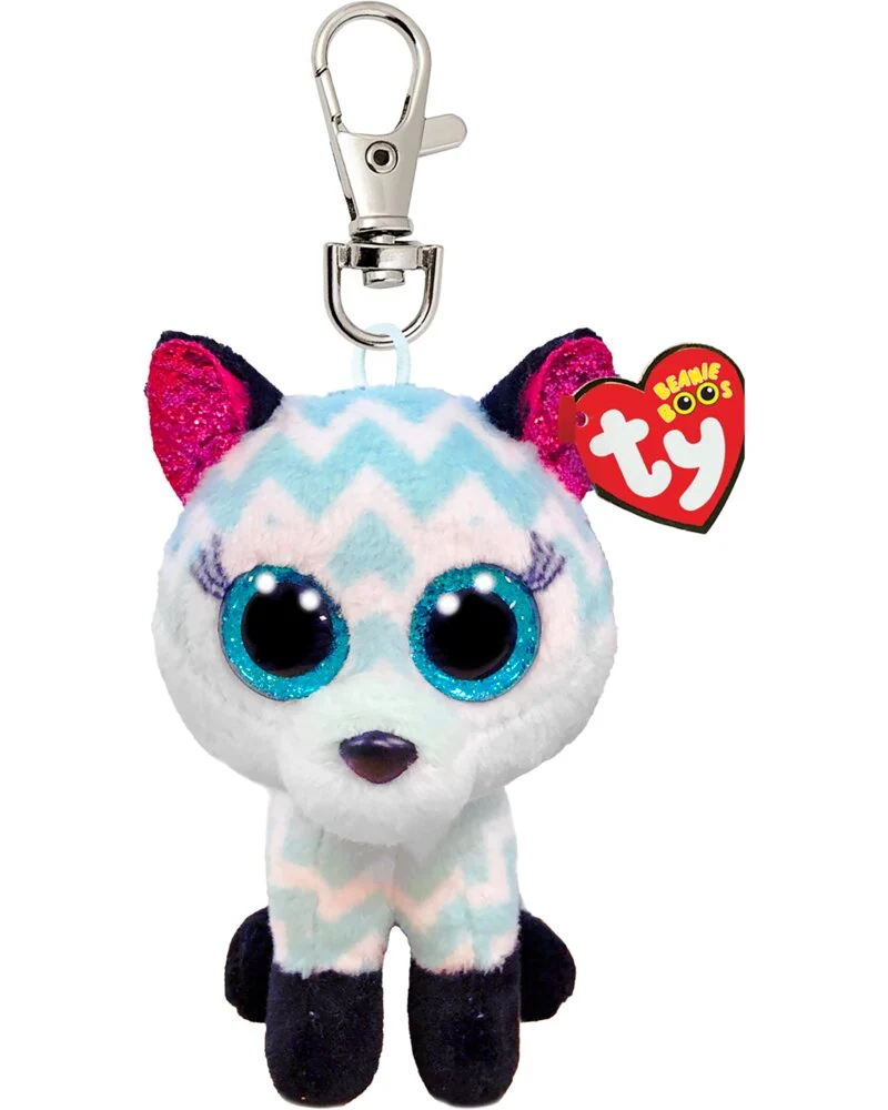 TY Beanie boos Atlas - aqua chevron nøglering ræv