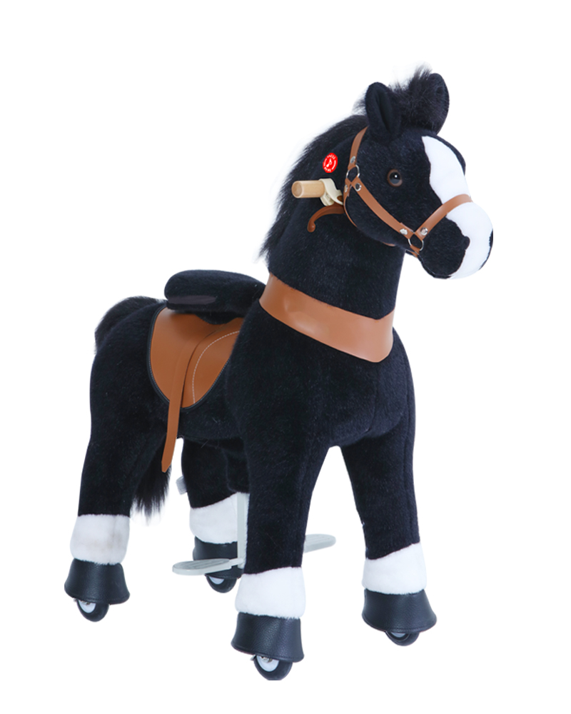 PonyCycle Medium Mekanisk Pony Sort hvide Hove